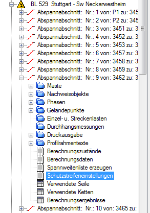 Schutzstreifeneinstellungen Schutzstreifeneinstellungen