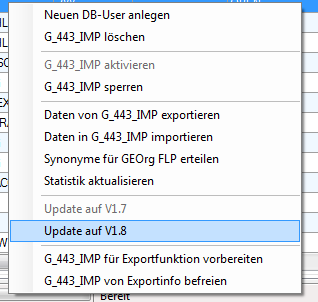 Kontextmenü für die Datenbankuser