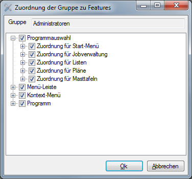 Zuordnung von Features zu Gruppen