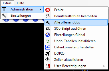 Das ausgeklappte Administrationsmenü