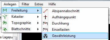 Gewährleistung im Untermenü "Freileitung" Gewährleistung im Untermenü "Freileitung"