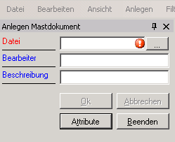 Optionen zum Anlegen eines Mastdokuments Optionen zum Anlegen eines Mastdokuments