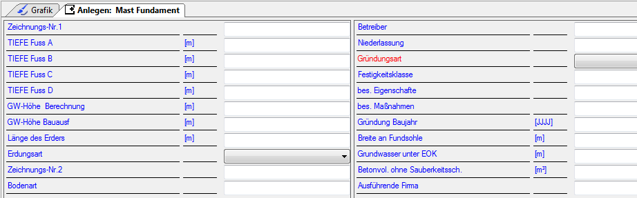 Optionen zum Anlegen eines Fundaments