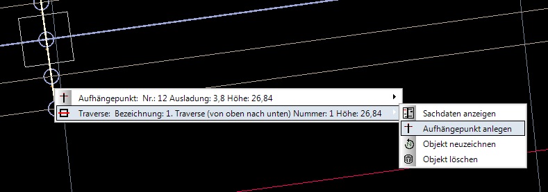 Kontextmenü einer Traverse Kontextmenü einer Traverse