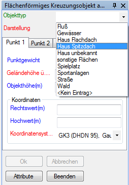 Flächenformiges Kreuzungsobjekt
