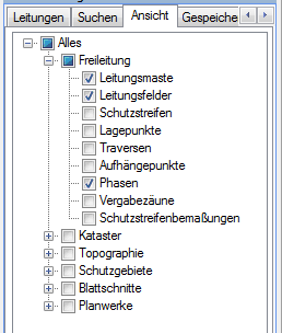 Nur Maste, Leitungsfelder und Phasen sind gewählt