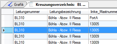 Kreuzungsnachweis für eine Leitung