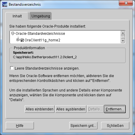Oracle-Client auswählen