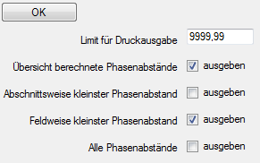 Einstellungen für die Phasenabstände