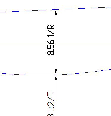 Die Durchhangsmaßkette ist ausgewählt (dickere Schrift)