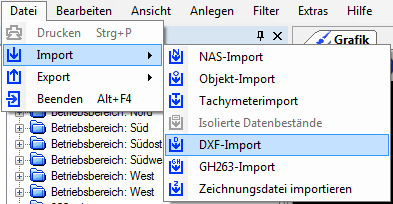 DXF-Import unter "Import"