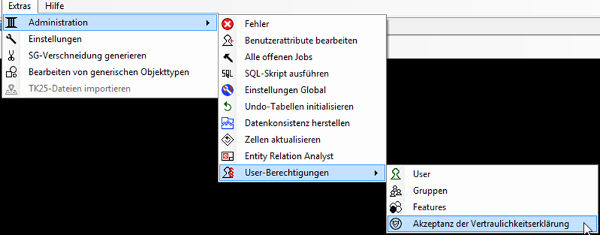 "Akzeptanz der Vertraulichkeitserklärung" in der Administration
