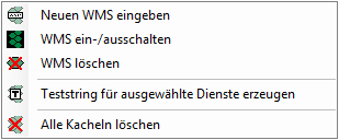 Kontextmenü unter WMS-Dienste