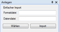 Dateiauswahl für den Import