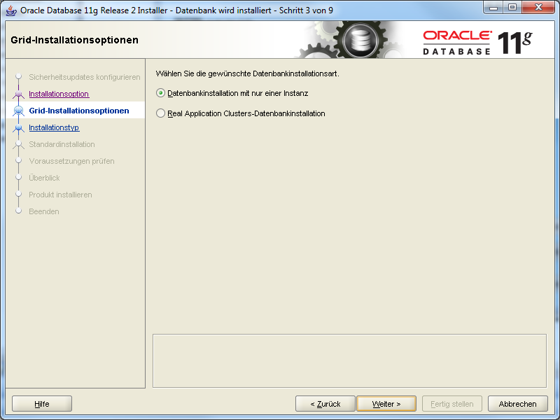 Grid-Installationsoptionen Grid-Installationsoptionen