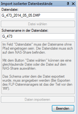 Optionen für den Import mit Beispieldaten