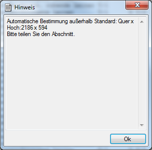 Hinweis für Teilung