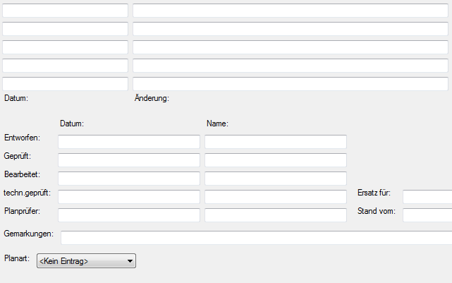 Eingabemaske für die Profilrahmentexte