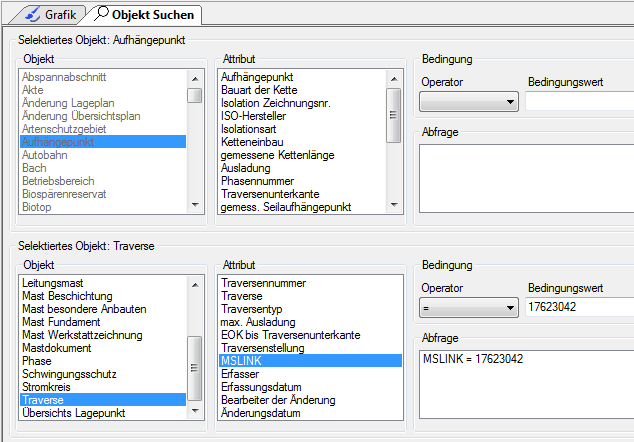 Objektsuche mit Bedingungen