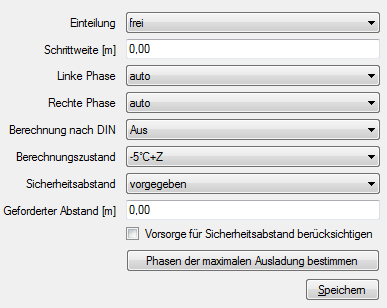 Einstellungsmenü für den Schutzstreifen Einstellungsmenü für den Schutzstreifen