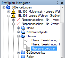 Phasen einzeichnen im Navigationsfenster