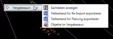 Kontextmenü vom Vergabezaun